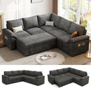 85 Inch Modular Sectional Sofa with Pull Out Bed,L Shaped 5 Seat Sectional Sleeper Sofa with Storage,Sectional Couches for Living Room,Cloud Modular Couch,Removable Sofa Cover,Dark Grey by CozyNest Decor