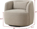 KINWELL 34" Wide Sherpa Swivel Barrel Chair, No Assembly Round Boucle Upholstered Accent Chair Armchair Single Sofa Chair with Toss Pillow for Living Room and Bedroom, Taupe by CozyNest Decor