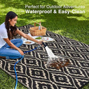 OLANLY Outdoor Rug 8x10 ft Waterproof, Outdoor Plastic Straw Rug with Geometric Pattern Clearance, Reversible RV Mat for Patio, Camping, Balcony, Deck, Backyard, Black & Beige by CozyNest Decor