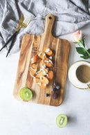 Acacia Wood Cutting Board - Wooden Kitchen Cutting Board for Meat, Cheese, Bread,Vegetables &Fruits- Charcuterie Board Cheese Serving Board with Handle,16" x 8.6” by CozyNest Decor