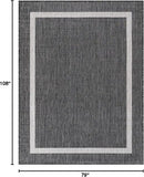 Bordered Outdoor Rug 6x9 Washable Outside Carpet for Indoor Patio Porch Waterproof Easy Cleaning Non Shedding Area Rugs Gray 6 x 9 by CozyNest Decor