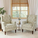 Lumibee Wingback Accent Chair, 2 Set High Back Floral Armchairs in Fabric,Comfy Upholstered Reading Single Sofa Chairs with Solid Wood Legs for Living Room,Bedroom,Office-White by CozyNest Decor