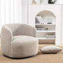 KINWELL 34" Wide Boucle Swivel Barrel Chairs Set of 2, No Assembly Round Upholstered Armchairs Accent Chairs Single Sofa Chair with Toss Pillow for Living Room and Bedroom, Taupe by CozyNest Decor