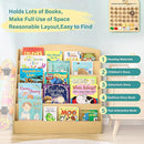 TOETOL 5-Tier Kids Bookshelf - Toddler Book Display Shelves for Classrooms, Playrooms, and Nursery - Wooden Children Book Rack (Natural) by TinyTreasures Baby Boutique