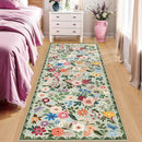 Runner Rug for Entryway: 2.6x8 Kitchen Rugs Non Slip Washable Ultra-Thin Soft Floral Carpet Indoor Floor Stain Resistant Carpets for Hallway Bedroom Kitchen Laundry Bathroom Dorm Green by TinyTreasures Baby Boutique