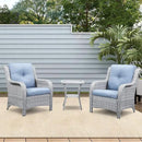 Patio Tables Wicker Side Table - Rattan Coffee Table with Glass Top End Tables for Outdoor Outside Patio Porch Square Light Grey by GreenHaven Gardens