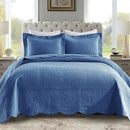 MarCielo 3-Piece 100% Cotton Oversized Bedspread Lightweight Quilt Coverlet Embroidery Farmhouse Bedding Set (TG Midtone Blue, Oversized King (118"x106")) by CozyNest Decor