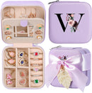 AYGXU Travel Jewelry Box for Women and Girls - Small Case With Initial A-Z - Teacher Gifts by TinyTreasures Baby Boutique