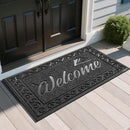 Yimobra Welcome Mat, Heavy Duty Sturdy Door Mats for Home Entrance Outdoor Indoor, Front Doormat for Outside Patio Floor Entry Porch Garage Office, Waterproof, Low Profile, 47 x 24, Black by CozyNest Decor