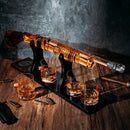 Shotgun Whiskey Decanter Set - Limited Edition - 800 ml & 4 12oz Bullet Glasses - Unique Gift - Drinking Party Accessory, Handmade Gun Liquor Decanter, Tik Tok Gun Decanter Gifts for Dad