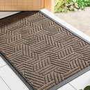 Mibao Front Door Mat Outside Entrance, Durable Outdoor Indoor Mat, Low Profile Heavy Duty Doormat, Non-Slip, Traps Dirt and Moisture, Easy Clean Patio Porch Entryway Mat, 24" x 36", Brown by CozyNest Decor
