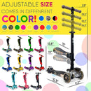 Hurtle 3-Wheeled Scooter for Kids - Wheel LED Lights, Adjustable Lean-to-Steer Handlebar, and Foldable Seat - Sit or Stand Ride with Brake for Boys and Girls Ages 1-14 Years Old by TinyTreasures Baby Boutique