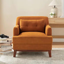 Modern Accent Chair with Terry Fabric, Upholstered Armchair with Spring Package Cushion & Solid Wood Frame, Comfy Lounge Chair for Living Room, Bedroom, or Reading Corner, Terry, Curry by CozyNest Decor