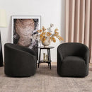 KINWELL 32" Wide Modern Boucle Swivel Barrel Chairs Set of 2, No Assembly Round Upholstered Swivel Accent Armchairs for Living Room, Bedroom (Black) by CozyNest Decor
