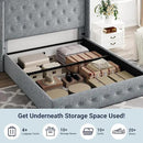 Allewie Full Size Lift Up Storage Bed, Button Tufted Headboard with Wingback, Hydraulic Support, No Box Spring Needed, Grey Blue by CozyNest Decor