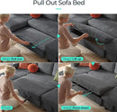 LINSY HOME Sectional Sleeper Sofa with Pull Out Couch Bed Convertible Plush Corduroy Cloud Couch with Storage Chaise & USB Charging, Comfy L Shaped Modular Couches for Living Room Apartment (Grey) by CozyNest Decor