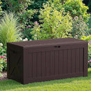 JUMMICO 120 Gallon Resin Deck Box, Large Outdoor Storage Box Waterproof & Lockable for Garden, Patio, Pools (Deep Brown) by CozyNest Decor