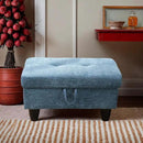 Ottoman Rectangular Storage Ottoman Bench, Flannel Footrest Stool Footstool with Lid for Living Room, Bedroom, Entryway, Light Blue, 28.5"x19"x17.5" by CozyNest Decor