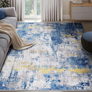 Washable Area Rugs 5'x7' Non-Slip Modern Abstract Soft for Living Room Entryway Bedroom Nursery, Print Pattern, Grey Blue Gold/Golden by TinyTreasures Baby Boutique