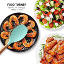 Zulay Kitchen Non-Stick Cooking Utensils Set with Authentic Acacia Wood Handles – 5-Piece Durable & Stylish Silicone Kitchen Utensils Set – Heat Resistant to 464°F – Aqua by CozyNest Decor