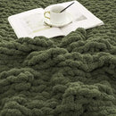 WESHIONGOO Chunky Knit Blanket Throw 40"×40" Knitted Throw Blankets for Couch Bed Fluffy Soft Blanket with Jumbo Chenille Yarn Thick 100% Handmade (Olive Green) by CozyNest Decor