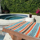 Del Mex Classic Mexican Blanket, Large Authentic Woven Falsa Throw (70"x50"), Artisan Southwest Décor for Beach, Yoga, Outdoors (Mint/Tan/Orange) by CozyNest Decor