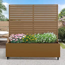 Casaphoria Metal Raised Garden Bed with Trellis and Wheels, 47"x47"x16" Planter Box for Climbing Plants, Vegetables & Vines, Features Drainage Holes and Privacy Screen (Brown-Louvered) by GreenHaven Gardens