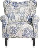 BELLEZE Modern Accent Chair for Living Room, High Back Linen Armchair with Wooden Legs, Upholstered Wingback Side Chair Padded Armrest Single Sofa for Living Room, Bedroom - Allston (Blue Coral) by CozyNest Decor