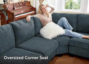 Nolany Modular Sectional Couch with Storage Ottoman, Corduroy Sectional Sofa with Chaise, U Shape Sectional Couches for Living Room, Blue by CozyNest Decor