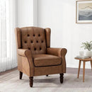 Accent Chair, Upholstered Armchair with Button Tufted High Back & Solid Wood Legs, Comfy Wingback Reading Single Sofa Chair for Small Spaces, Living Room, Bedroom (Leather Brown, Set of 2) by CozyNest Decor
