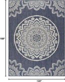 CAMILSON Outdoor Rug 10x14 Modern Area Rugs for Large Indoor and Outdoor Patios and Porches - Waterproof Washable Non-Shedding Easy-to-Clean Outside Carpet (10 x 14, Medallion - Blue/White)