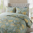 NEWLAKE Cotton Bedspread Quilt Sets-Reversible Patchwork Coverlet Set, Green Floral Pattern, King Size by CozyNest Decor