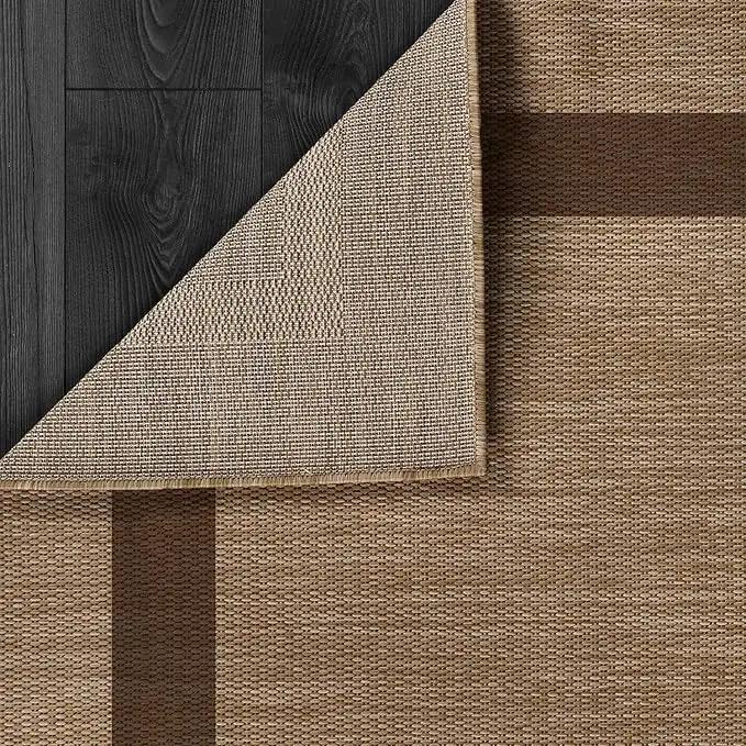 CAMILSON Outdoor Rug 9x12 - Large Modern Outside Rugs for Patios Porches Waterproof Durable Washable Non-Shedding, Easy-to-Clean Indoor Outdoor Area Carpet (9 x 12, Bordered - Jute), photo 5 of 8