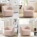 Swivel Accent Chair, Sherpa Teddy Barrel Chair for Living Room, Cozy Round Boucle Arm Chair, Metal Base for Club Nursery Bedroom, Light Blush Pink by CozyNest Decor