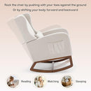 Rocking Chair Nursery Glider Chair with Foot Rest, Nursery Rocking Chairs with Rubber Wood Legs Side Pocket, High Back Nursing Chair, Accent Rocker Arm Chair Baby Bedroom, Living Room, Beige by TinyTreasures Baby Boutique