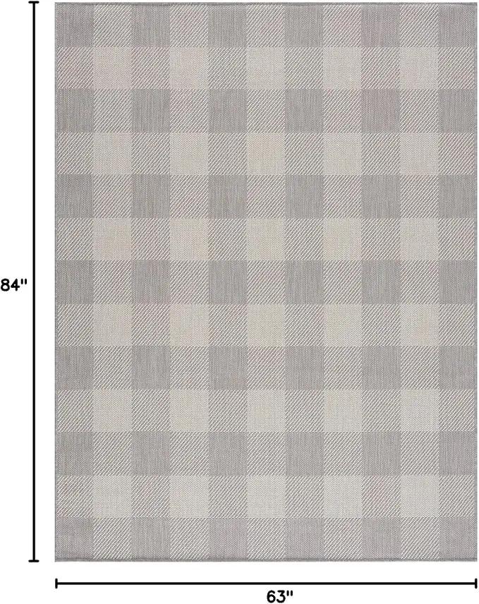 CAMILSON Outdoor Rug - Modern Area Rugs for Indoor and Outdoor Patios, Kitchen and Hallway mats - Easy Cleaning Non Shedding Washable Outside Carpet (5x7, Buffalo - Grey/White), photo 2 of 9