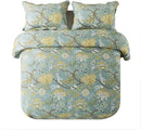 NEWLAKE Cotton Bedspread Quilt Sets-Reversible Patchwork Coverlet Set, Green Floral Pattern, Queen Size by CozyNest Decor