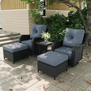 5 Pieces Outdoor Patio Furniture Sets with Rocking Swivel Chairs with 6-inch Thick Cushion and Side Table for Deck Lawn by GreenHaven Gardens