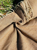 Picnic Blanket Extra Large Waterproof with Strap 59"x79" - Machine Washable Tassels Faux Wool Cashmere for Park, Grass, Camping, Hiking, Concerts (Coffee, 59"X79") by TinyTreasures Baby Boutique