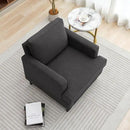 Mid-Century Accent Chair,Modern Linen Fabric Armchair for Living Room,Comfy Upholstered Reading Accent Chairs for Bedroom,Single Sofa Chair with Wood Legs (Dark Grey, 1 Pack) by CozyNest Decor