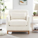 Extra Deep Accent Chair, Fabric Upholstered Comfy Reading Armchair for Living Room, Bedroom Single Seat Sofa Chair with Wood Base, Lamb Fabric by CozyNest Decor