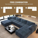 157.5" U Shaped Modern Sofa Modular Sectional Cloud Couch with 2 Ottoman,Deep Seat Upholstered Couches with Corduroy Fabric for Living Room Furniture,Bedroom and Apartment,No Assembly Required,Blue by CozyNest Decor