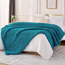 L'AGRATY Chunky Knit Blanket Throw: 60''x80'' Chenille Chunky Knitted Throw Blanket for Bed Couch - Handmade Thick Big Cable Knit Blanket - Large Crochet Rope Blanket for Home Decor(Teal) by CozyNest Decor