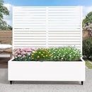 Casaphoria Metal Raised Garden Bed with Trellis and Wheels, 47"x47"x16" Planter Box for Climbing Plants, Vegetables & Vines, Features Drainage Holes and Privacy Screen (White-Louvered) by GreenHaven Gardens