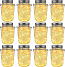 GIGALUMI Solar Mason Jar Lights, 12 Pack 30 Led String Fairy Lights Garden Lights Outdoor Waterproof Metal Lid Hanging Solar Lanterns for Outdoor, Garden, Patio, Lawn, Balcony Decoration by GreenHaven Gardens