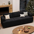 3 Seater Corduroy Couch for Living Room, 89” Black Cloud Sofa, Deep Seat Floor Couch for Bedroom, Futon Modern Sofa Sectional Bed, Black Corduroy by CozyNest Decor