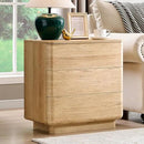 JXQTLINGMU 22" Modern Nightstand with Charging Station, Large Push-to-Open End Table, Wood Bedside Table w/Curved Profile Design, Handleless 3 Drawer Night Stand for Bedroom, Living Room, Natural Oak by CozyNest Decor
