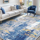 Washable Area Rugs 9'x12' Non-Slip Modern Abstract Soft for Living Room Entryway Bedroom Nursery, Print Pattern, Grey Blue Gold/Golden by TinyTreasures Baby Boutique