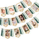 pinkblume 1st Birthday Burlap Photo Banner Garland Handmade Felt from Newborn to 12 Months with Gradient Sage Green Ribbon for Baby Boy Girl Monthly Milestones First Birthday Party Decoration Supplies by TinyTreasures Baby Boutique