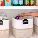 NaturalCozy Storage Cubes 11 Inch Cotton Rope Woven Baskets for Organizing, 3-Pack | Cube Storage Bin | Square Storage Baskets for Shelves Organizer, Classroom, Kids Toy Bins, Closet, Baby Nursery by TinyTreasures Baby Boutique